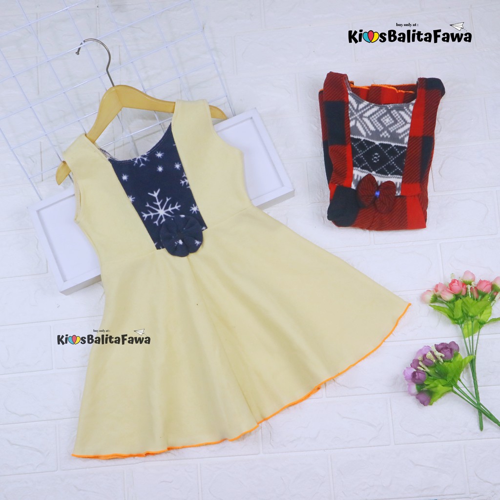 [BLUDRU FLANEL] Dress Clairine uk 2-3 Tahun / Baju Pesta Dres Anak Perempuan Bayi Yukensi Natal Adem