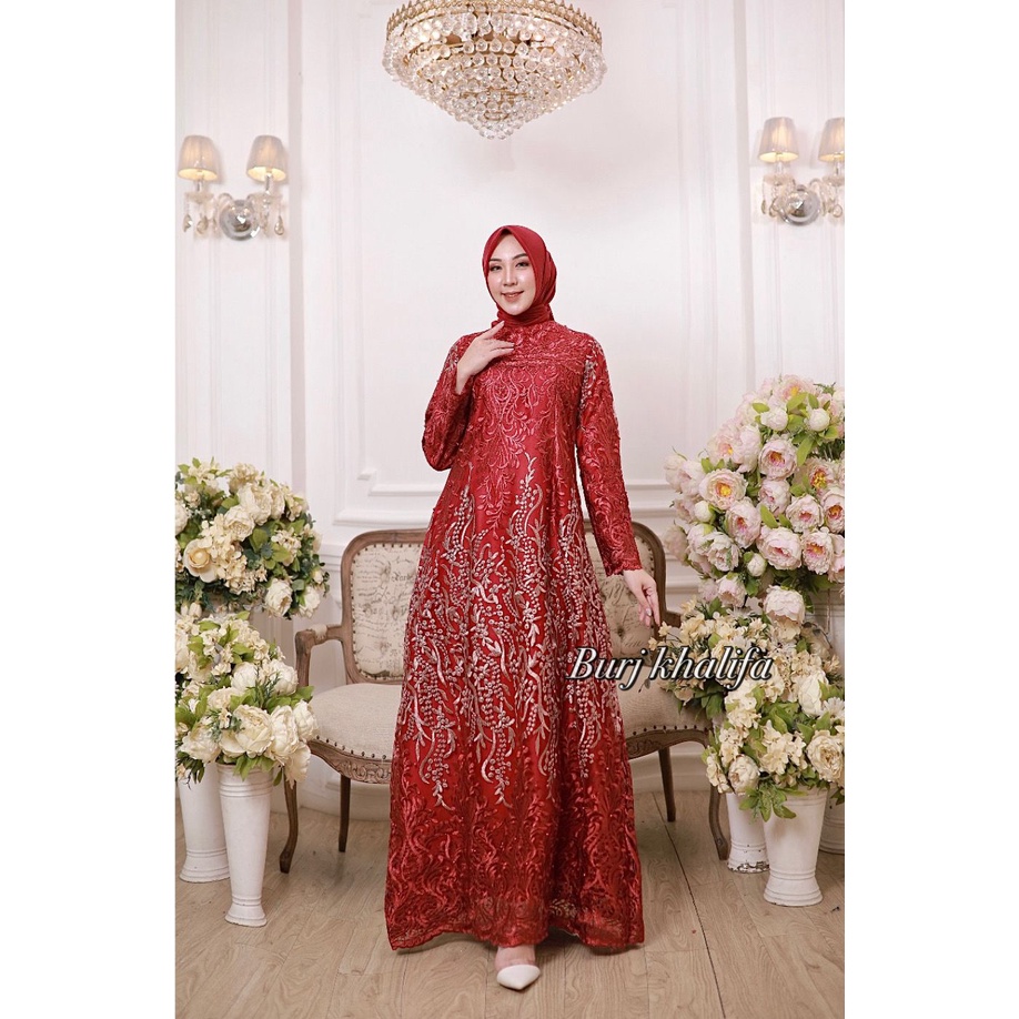 Sierra - GAMIS BURJ KHALIFAH ORIGINAL GAMIS MODERN DRESS MEWAH GAMIS PESTA GAMIS LEBARAN GAMIS KONDANGAN GAMIS TILLE BORDIR OUT FIT WANITA FASHION MUSLIM