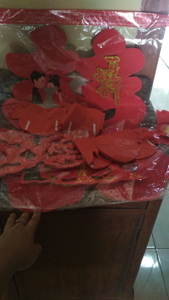 Garland Fuk 3meter Murah Kaki Naga Dekorasi Rumah Cafe Imlek Fuk Hoki Murah Pita Merah