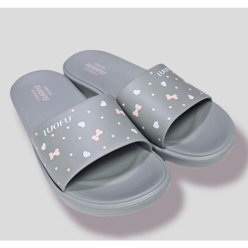 SANDAL SLOP WANITA SANDAL SLOP MOTIF  WANITA TERBARU SANDAL SLIP ON WANITA LUOFU TRENDY KEKINIAN NYAMAN