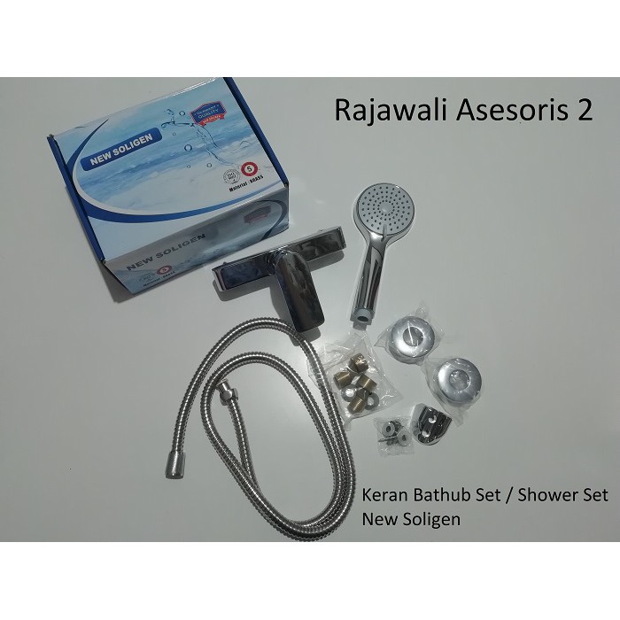 1 SET KRAN / KERAN PANAS DINGIN + SHOWER STAINLESS STEEL MERK SOLIGEN