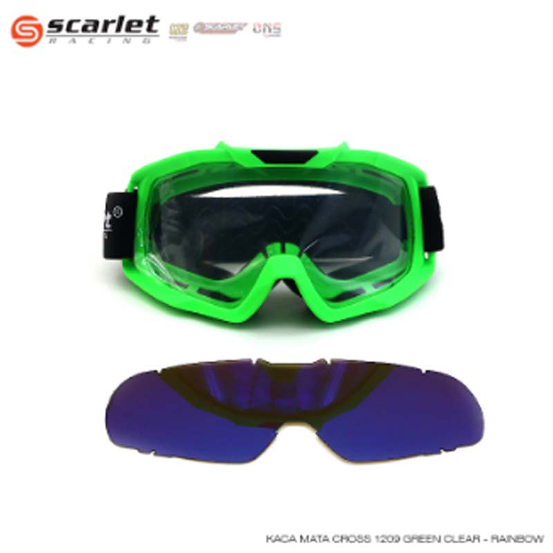 KACAMATA GOGGLE CROSS TRAIL/KLASIK 1209 CLEAR RAIMBOW SCARLET RACING