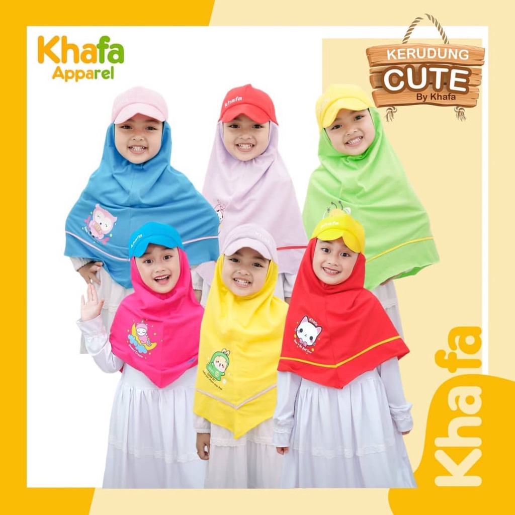 RAF KHAFA APPAREL Kerudung Cute Topi Jilbab Anak Perempuan Hijab