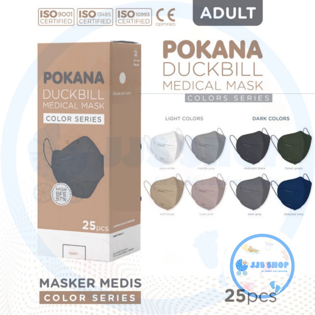 Masker Pokana KN95 6ply isi 12 / Duckbill 4ply isi 25 Adult Kids Earloop Medis Sekali Pakai