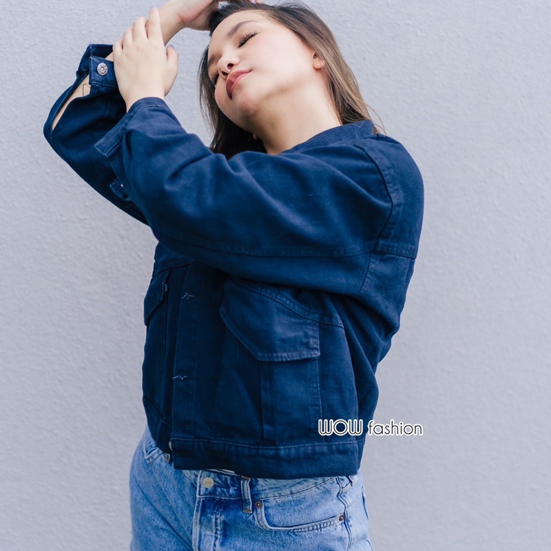 WOW-Mrs Jaket Jeans Oversize Wanita//Jaket crop Wanita//Jaket Cewek//Jaket Viral