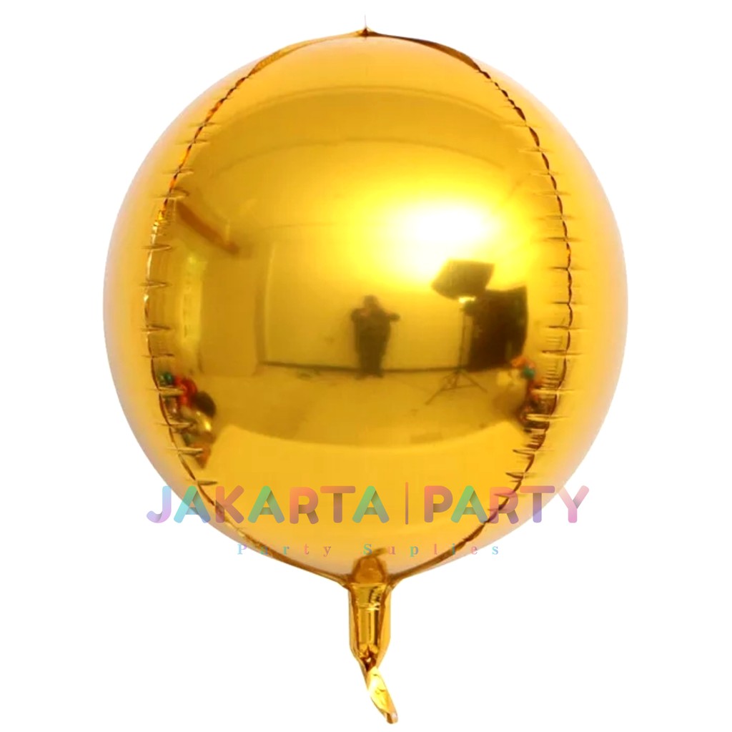 Balon Foil Bulat Orbz Gold / Balon Orbs 4D Helium Quality / Balon Orbz