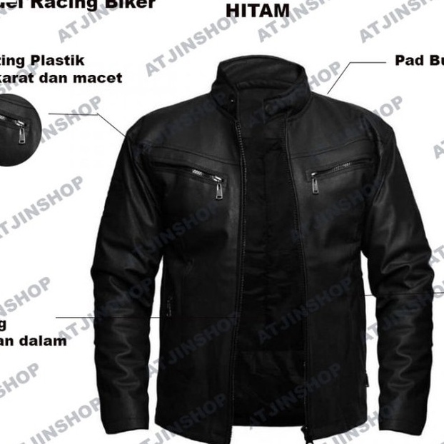 Erigo Coach Jacket Your Mind Black Semi Parka / Jaket kulit Motor Pria Model Racing Bahan Ferrari do