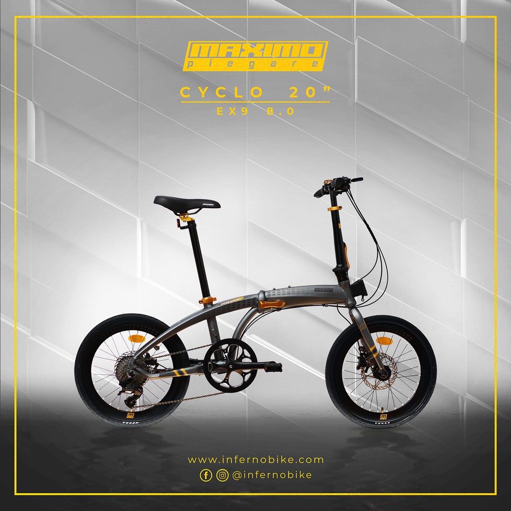 Sepeda lipat MAXIMO Piegare 20 Inch Cyclo EX9 8.0 Grey-Gold