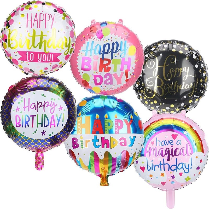 [Harga Grosir]Balon Foil Bulat Tulisan Happy Birthday Ukuran 10 &quot;Untuk Dekorasi Pesta Ulang Tahun / Pernikahan/Hot Sale