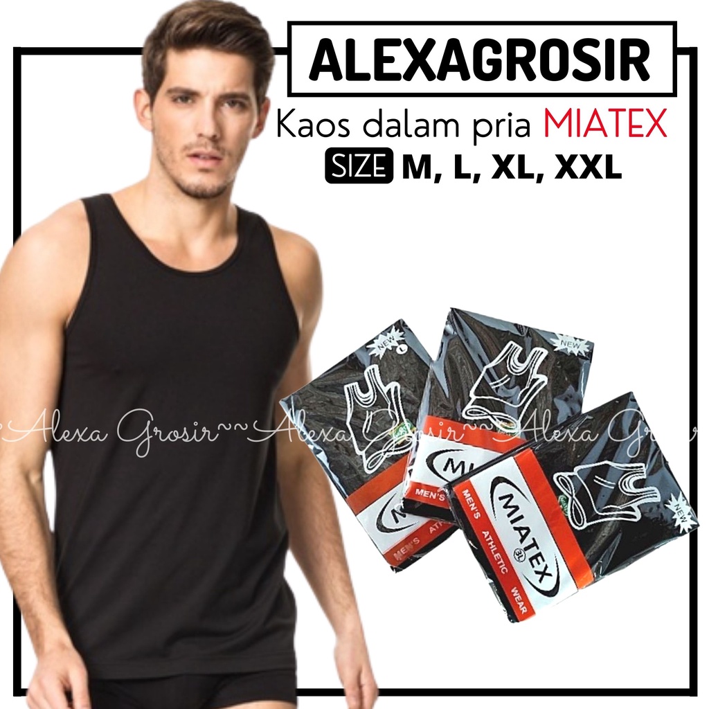 kaos dalam singlet hitam putih MIATEX / Kaos Singlet Tanktop Pria Dewasa Premium - alexagrosir