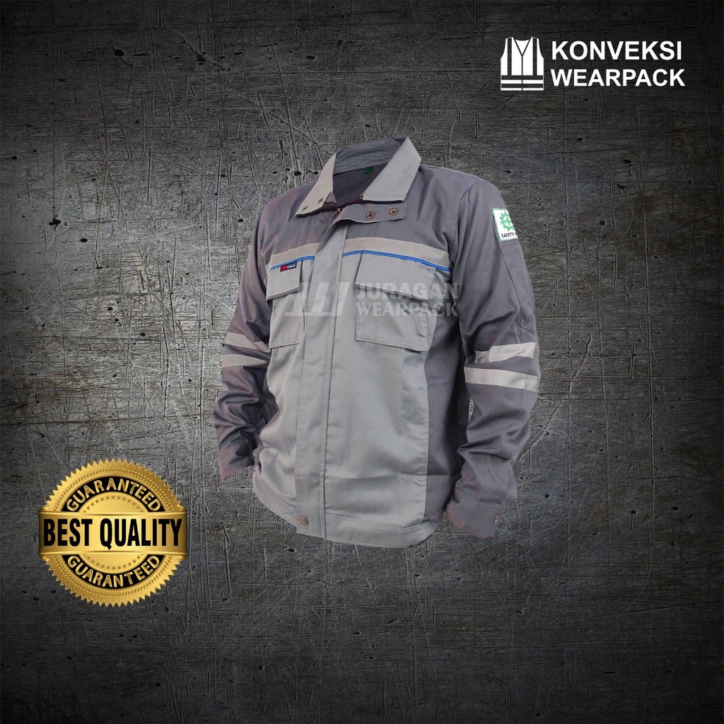 Wearpack Safety Semi Jaket Warna Abu Muda Kombinasi Abu Tua