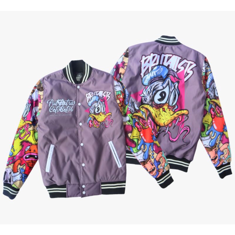 JAKET VARSITY BASEBALL BRUTALISTS DENIM JAKET UNISEX ORIGINAL PRIA WANITA-V22