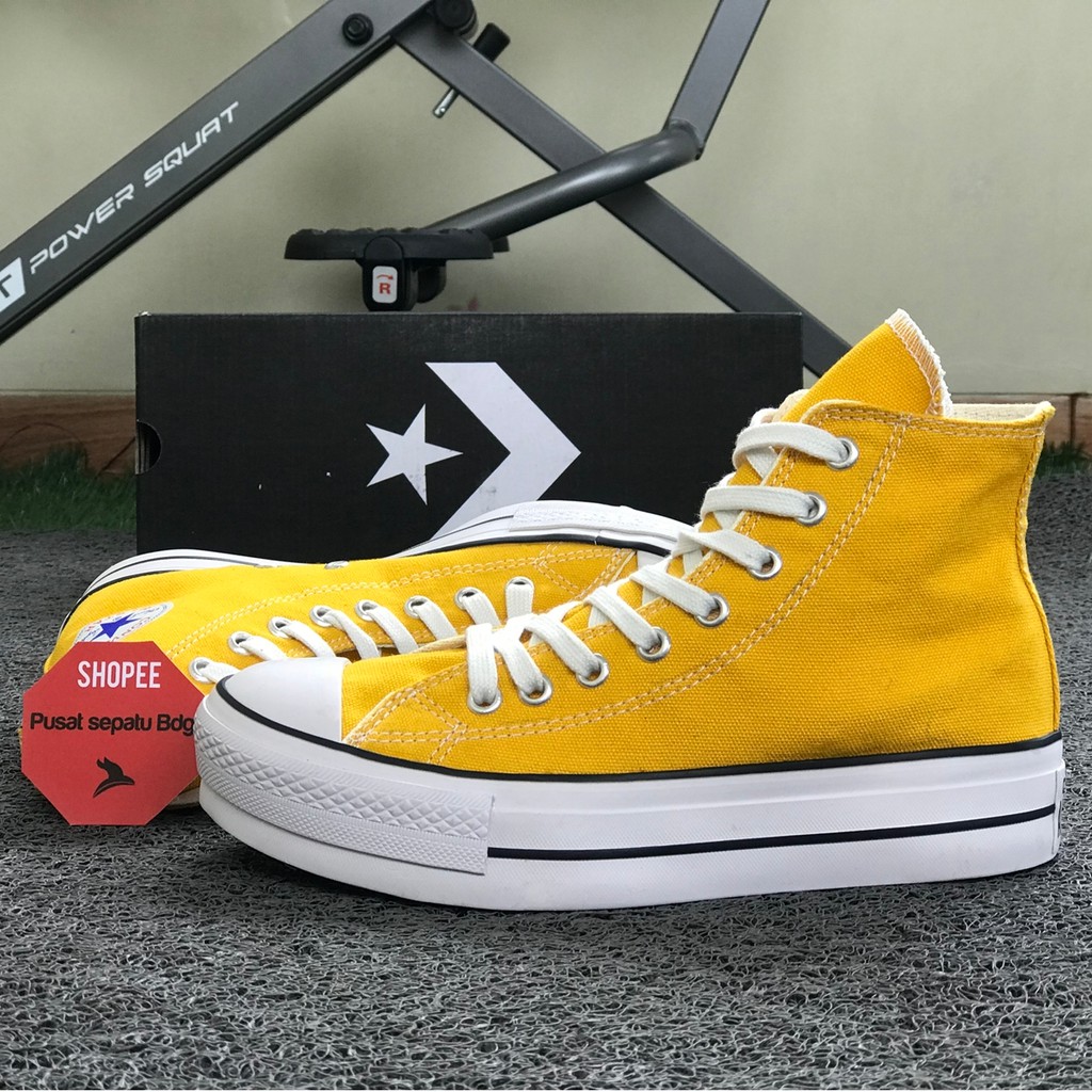Sepatu Converse Hak Tinggi Platform Yellow Sun Flower