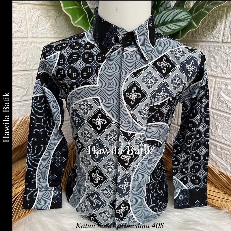 Kemeja Batik Couple Ayah Anak Warna Abu