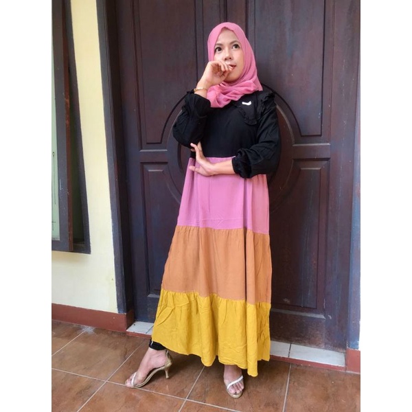 Dress Rainbow Bahan Twill