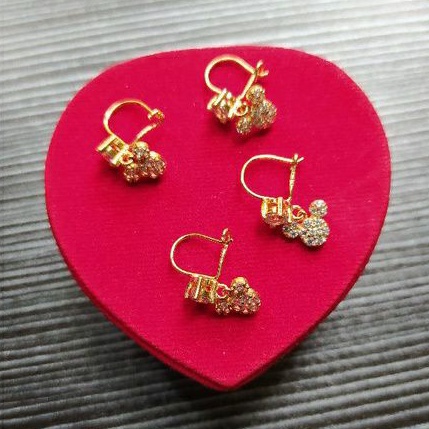 (COD)Anting rumbai anak &amp; remaja warna rose gold Mickey mause perak asli 925/silver lapisan emas kuning..