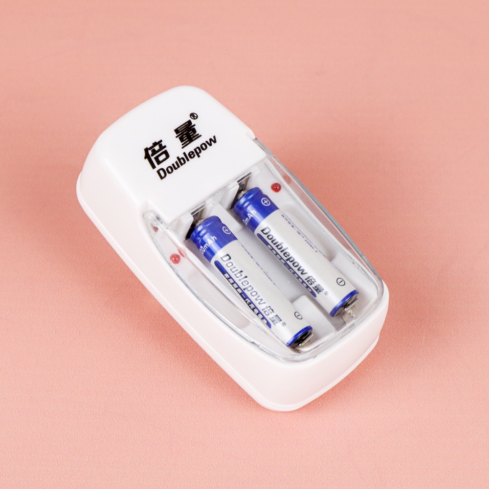 Charger Baterai 2 slot AA/ AAA FREE 2 PCS AAA 900 mAh- Cas Batrei Original Doublepow Rechargeable NiMH 900mAh