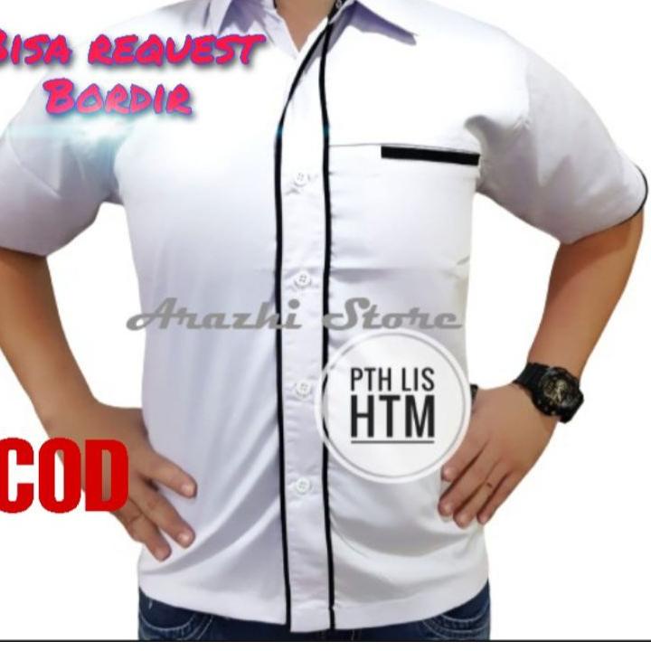 Terbaru Seragam Kerja Drill Putih Pria Kemeja Putih Pria Lengan Pendek Kemeja Kantor Hem Kerja Lenga