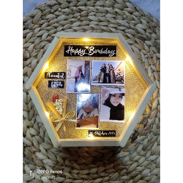 1 HARI JADI Hexa Frame Flower in frame Kado Pernikahan Kado Ulang Tahun Kado Wisuda Kado Ultah Kado Anniversary Kado Unik free box