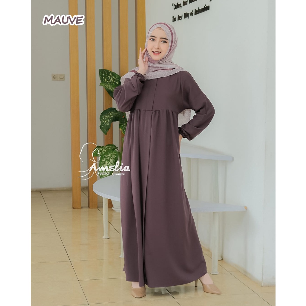 Gamis itycrepe polos babydoll basic daily dress muslim syari homedress liliana