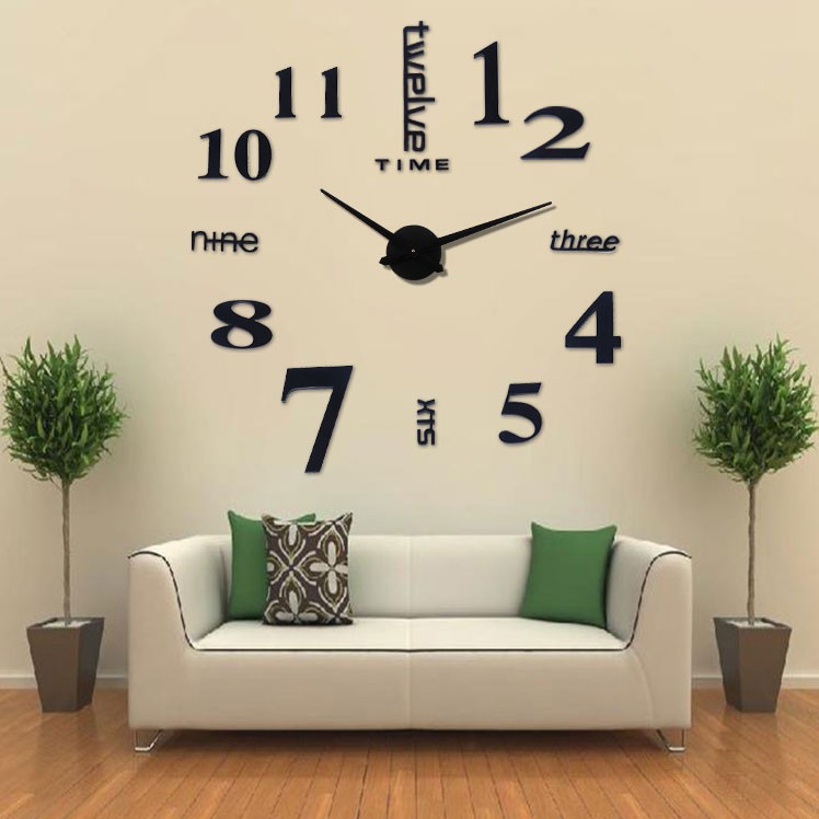 Jam Dinding Besar DIY Giant Wall Clock Quartz Creative Design 80-130cm - DIY-101 - Black