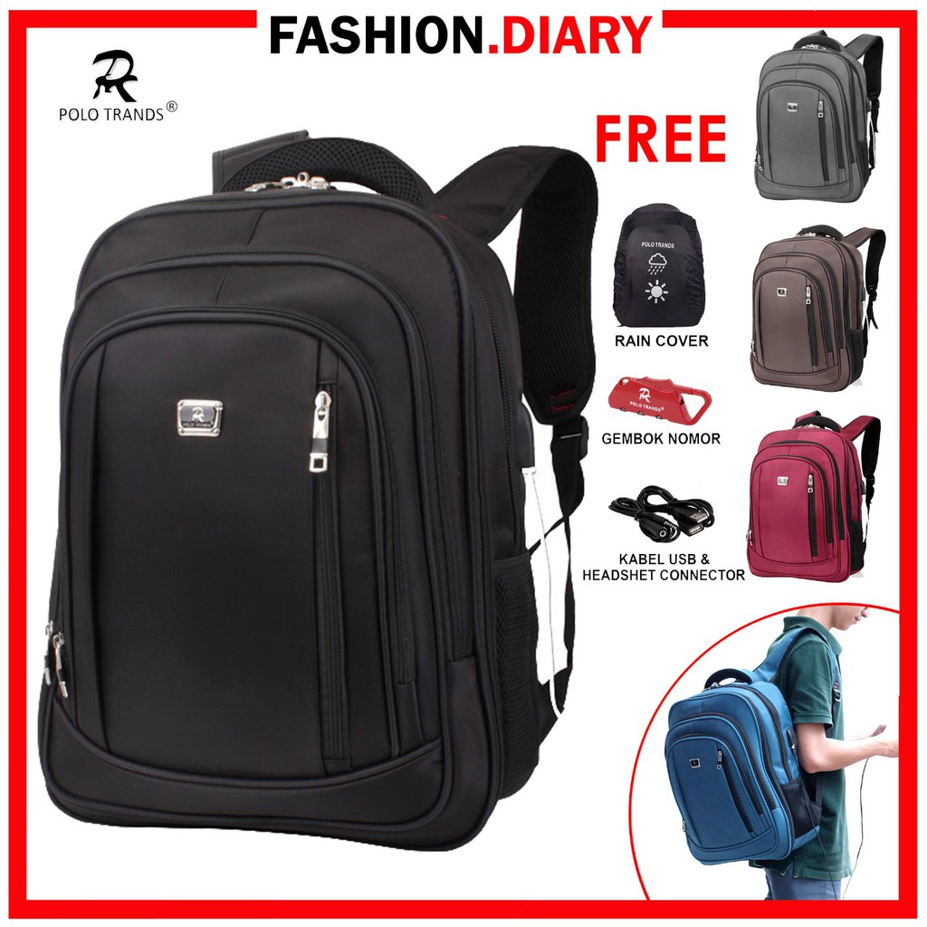 Tas Ransel Polo Trands Tas Ransel Laptop 36103 100% Original - Bisa Diperlebar - Tas Punggung Pria