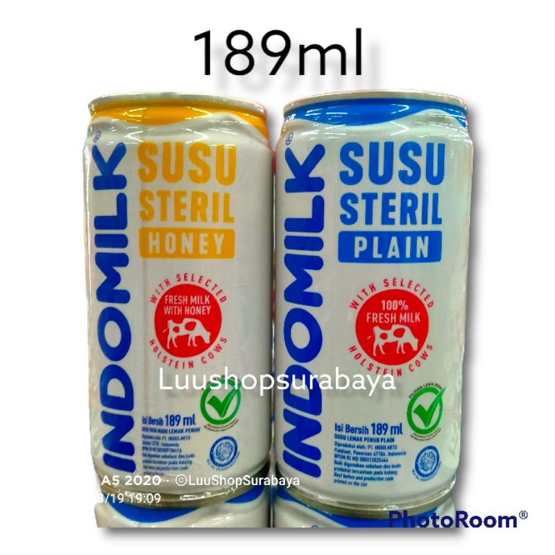 

INDOMILK Susu Steril Plain/Honey Can 189 ml