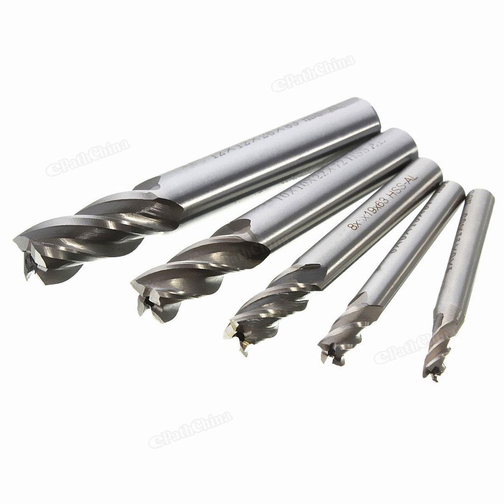 5Pcs Mata Bor CNC Straight Shank 4 Flute End