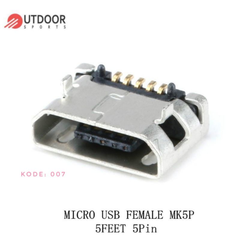 Jual M007 Conector Charger Soket Micro Usb 5 Pin B Type Female Mk5p 