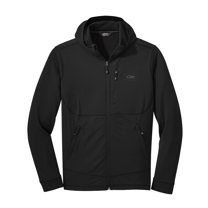 Alan - Jaket Outdoor Research Men's Vigor Full Zip Hoodie Jacket Flece Black - Hitam, XL