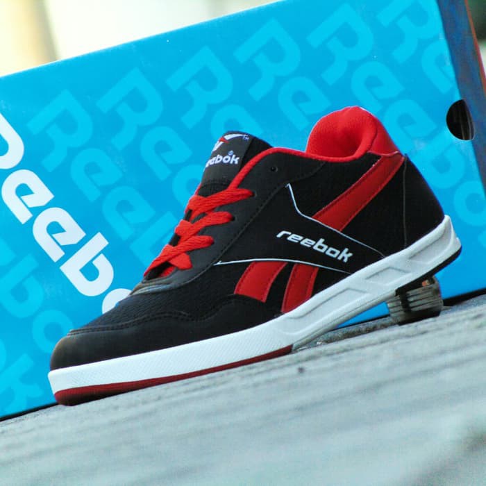 Nyaman Sepatu Sneakers Reebok Casual Classic Hitam Merah Kets Santai Pria Best Seller