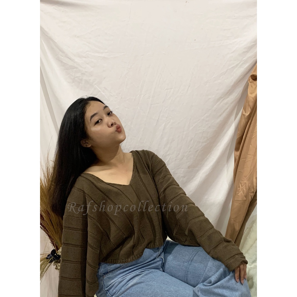 ZEEYA crop_Sweater crop premium7GET_crop wanita_Oversize Sweater Crop