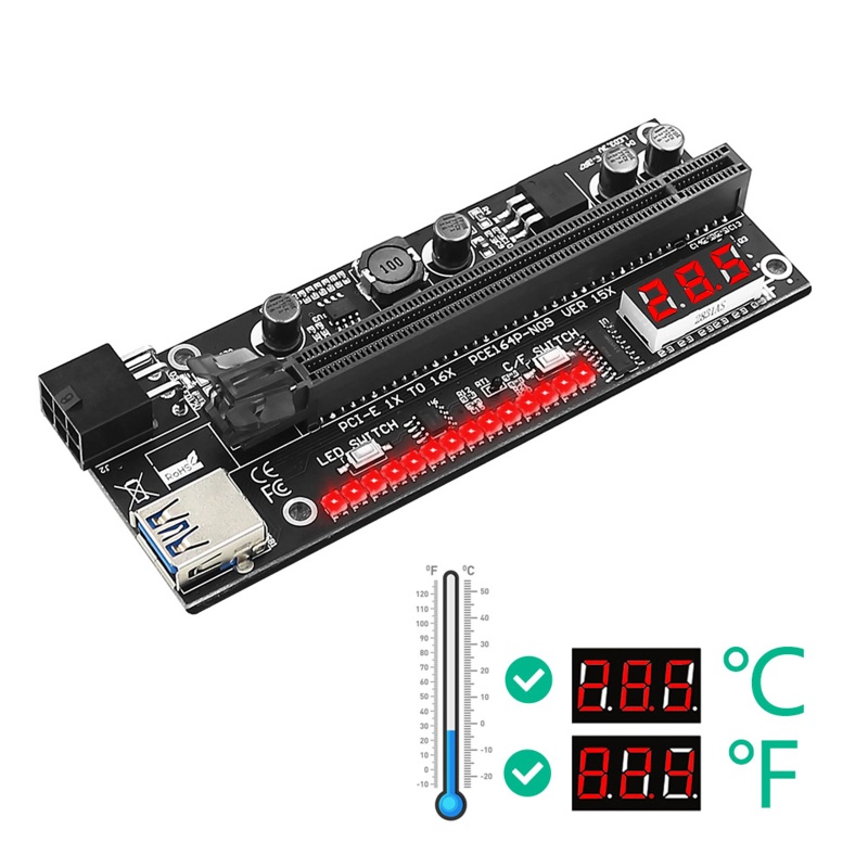 Btsg PCI-E Riser PCIE Extension Cable GPU PCI-E 1X Sampai 16X Extender Ke 6pin Kabel