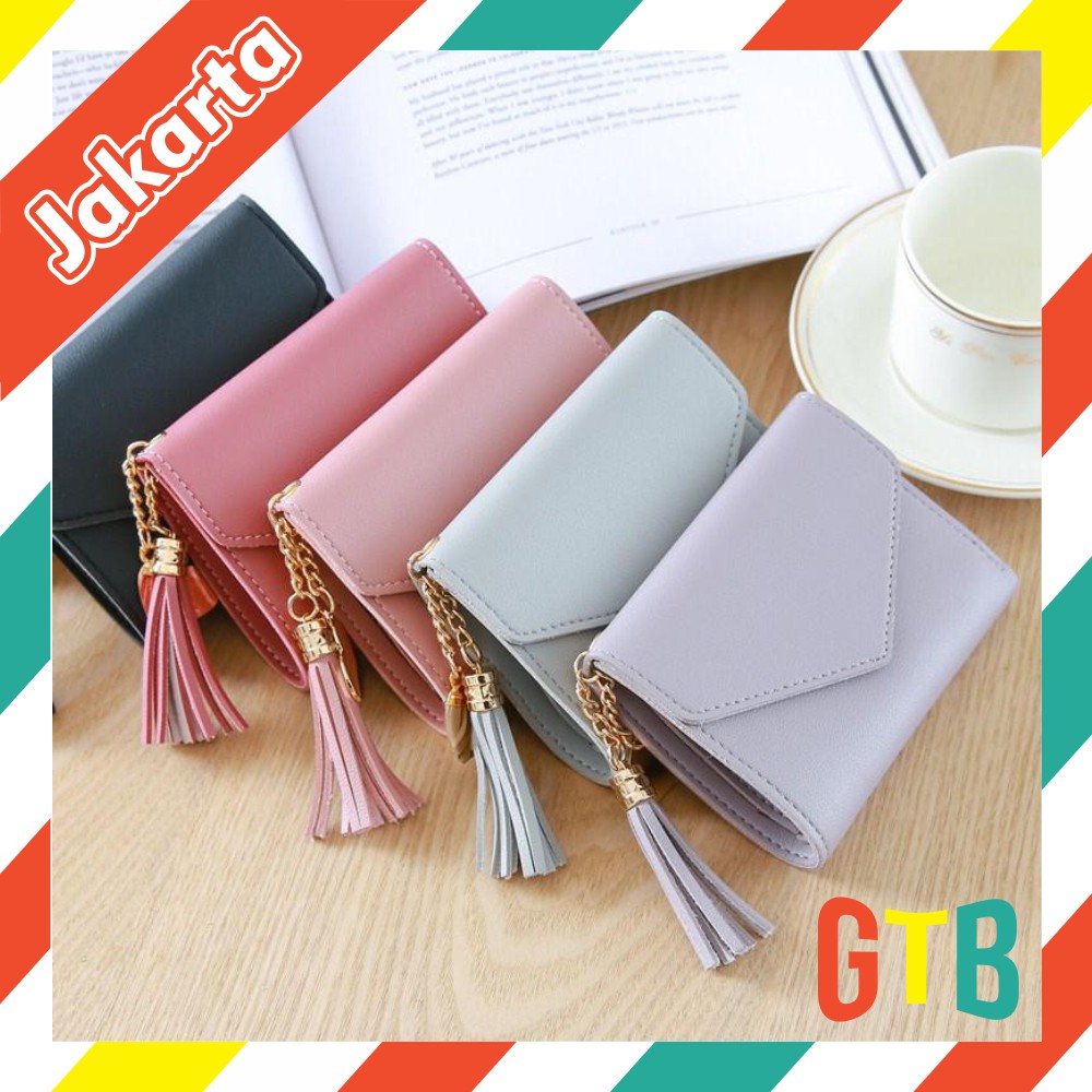 ❤️GTB❤️  WD008 Dompet Lipat Mini Wanita Trend Fashion Cute Wallet Polos Murah Import Batam Murah COD