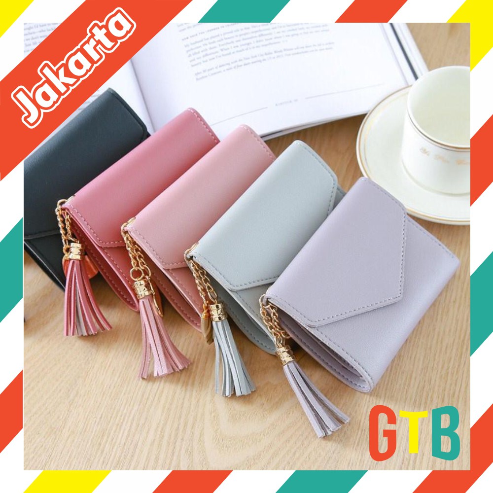 ❤️GTB❤️  WD008 Dompet Lipat Mini Wanita Trend Fashion Cute Wallet Polos Murah Import Batam Murah COD