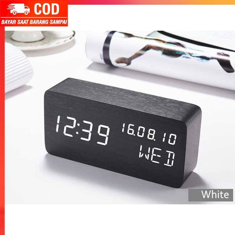 (100% BARANG ORI) Lovin Jam Weker Alarm Motif Kayu Digital Voice Control - TX602