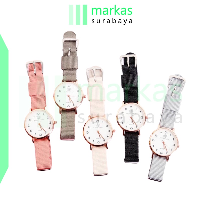 MARKAS J173 Jam Tangan Kanvas Wanita Jam Analog Cewek Elegan Wrist Watch