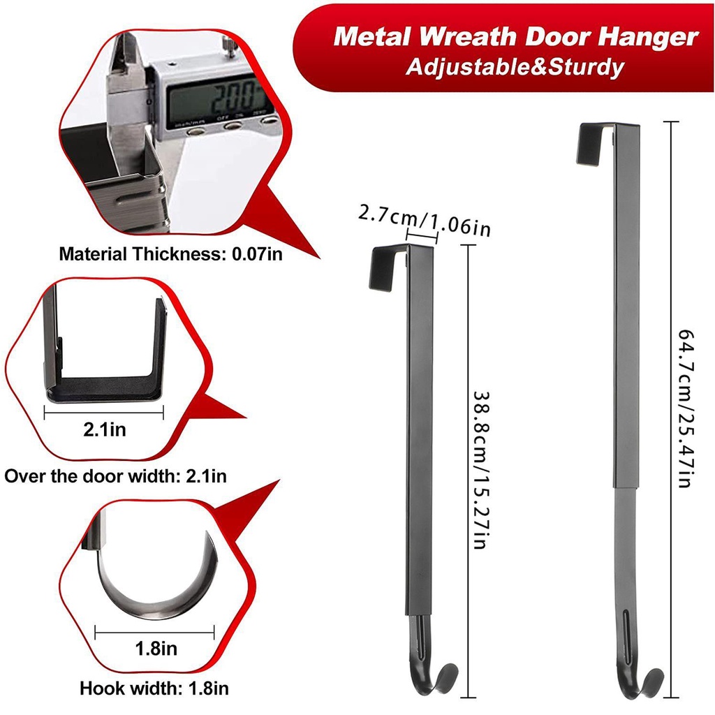 Solighter Pintu Wreath Hook Adjustable DIY Dekorasi Pesta Natal Deocr Teleskopik Bebas Pukulan