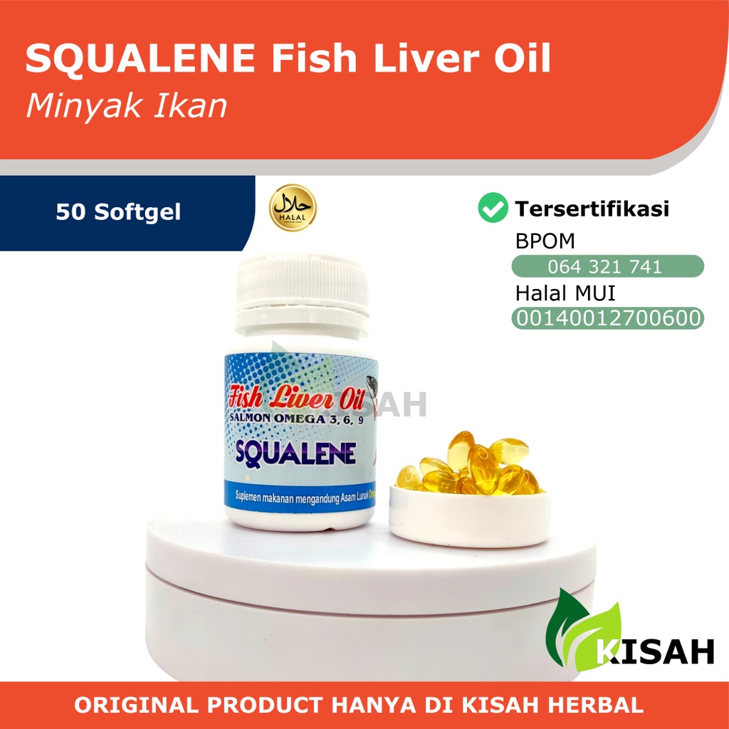 SQUALENE Fish Liver Oil 50 Softgel - Minyak Ikan Salmon Omega 3 6 9 dan DHA