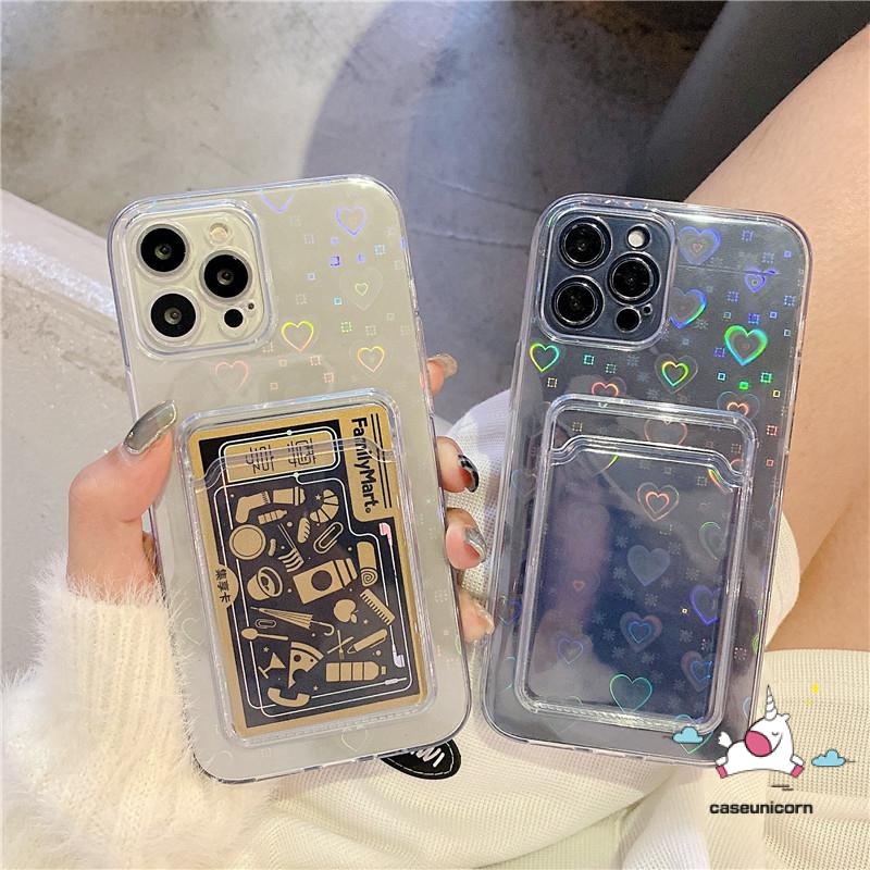 Casing Soft Case iPhone 7plus 13 11 12 pro Max 6 6s 7 8 plus X XR XS Max SE Motif Hati Laser Transparan