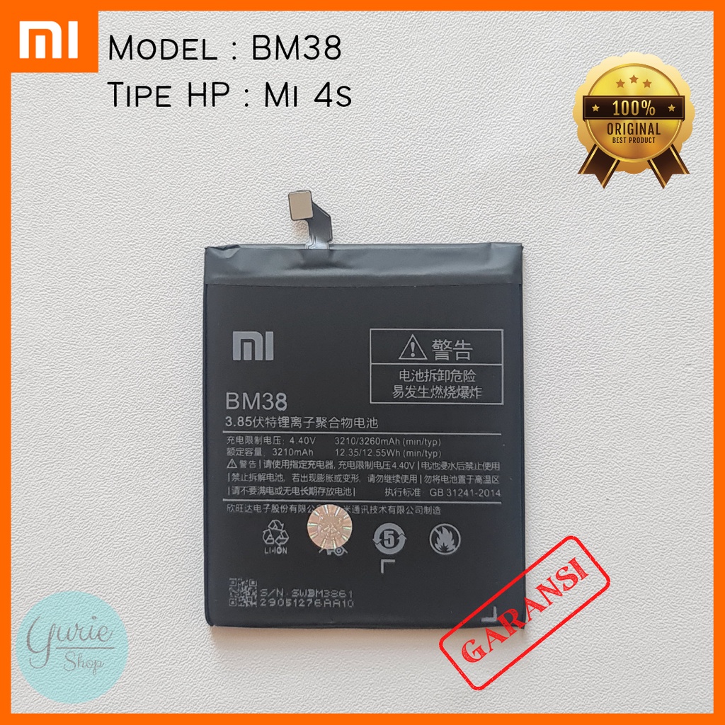 BATERAI BATTERY BATRE XIAOMI MI 4S BM38 ORIGINAL