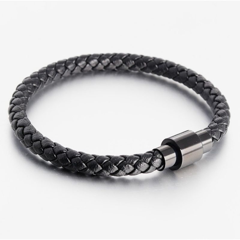 Gelang Bahan Kulit Hand Woven Untuk Pria