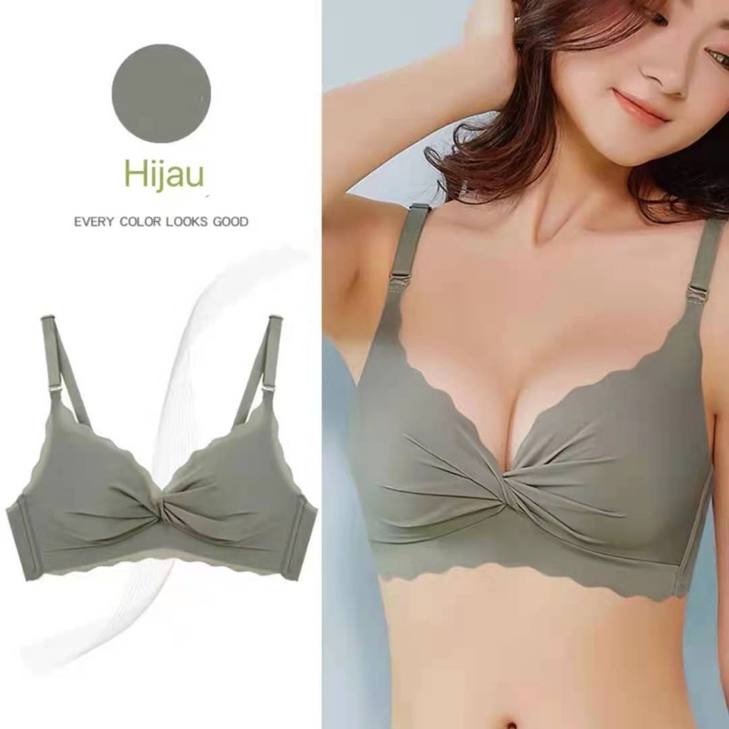 Sayishop BH push-up Bra Premium Quality Seamless Sport Push Up V Cross Tanpa Kawat