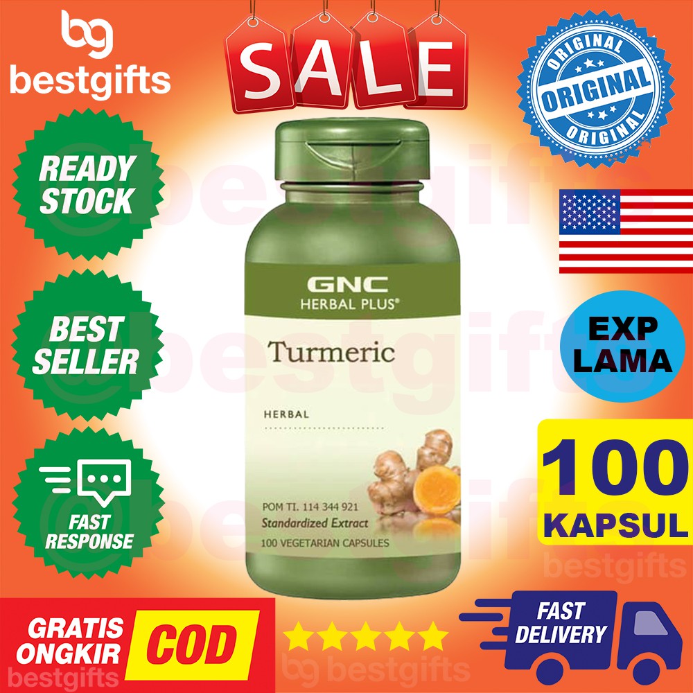 GNC TURMERIC 500 MG VITAMIN OBAT HERBAL KOLESTEROL PENCERNAAN LEMAK ANTIOKSIDAN HATI 100 KAPSUL