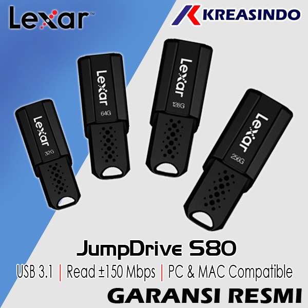 LEXAR S80 FlashDisk USB 3.1 16GB 32GB 64GB  Original Garansi Resmi