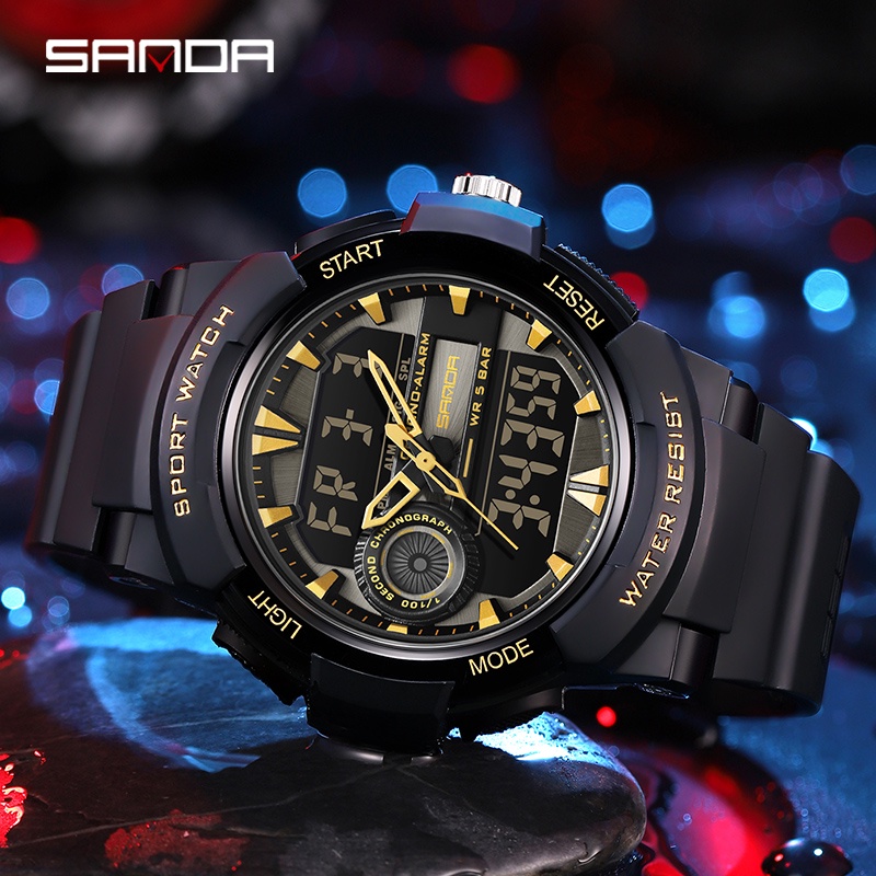 SANDA 6082 Jam Tangan Pria Digital Analog Tali Rubber Shockproof Anti Air WATCHKITE WKOS