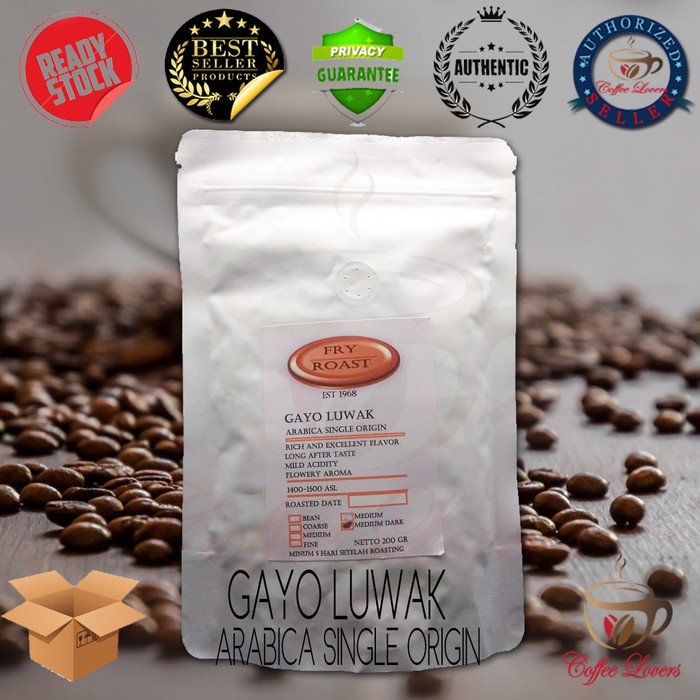 

FRY & ROAST KOPI ARABIKA GAYO LUWAK LIAR MEDIUM DARK 200GR BIJI/BUBUK