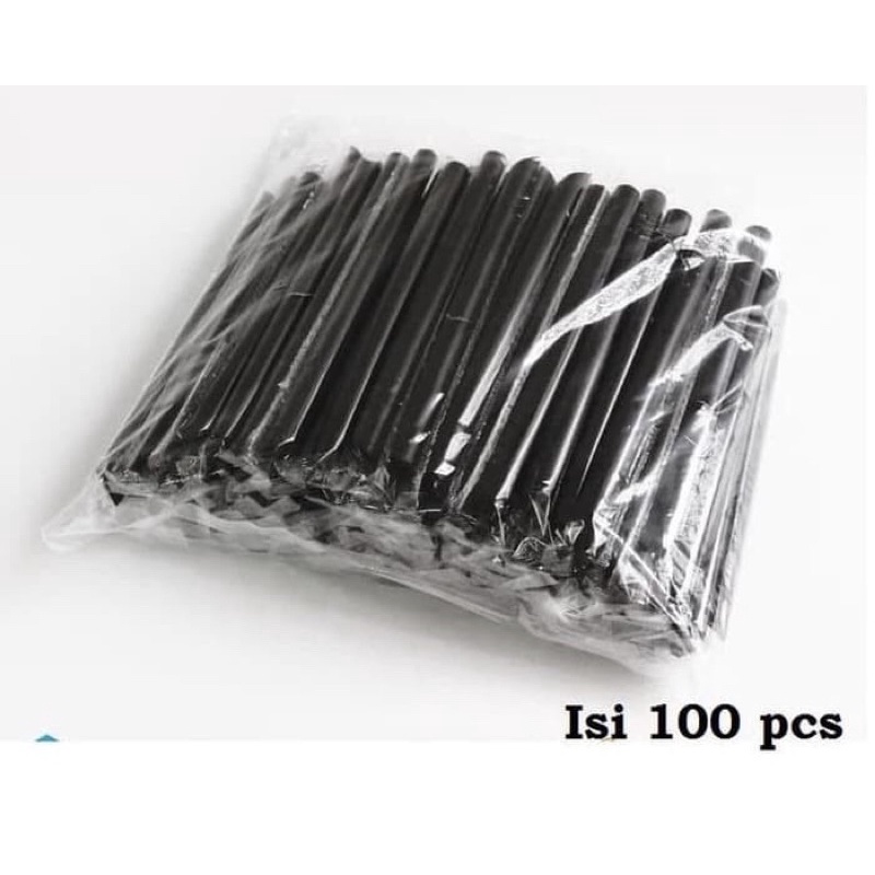 SEDOTAN BOBA BUBBLE HITAM JUMBO STERIL 12MM 21CM BUNGKUS PLASTIK LURUS RUNCING 100PCS