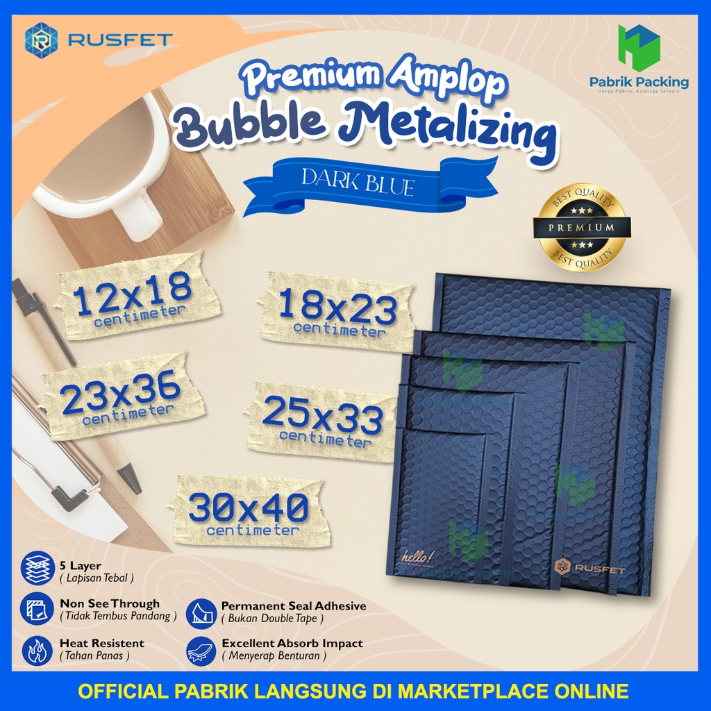 

PREMIUM AMPLOP BUBBLE METALIZING DARK BLUE SATUAN TERMURAH
