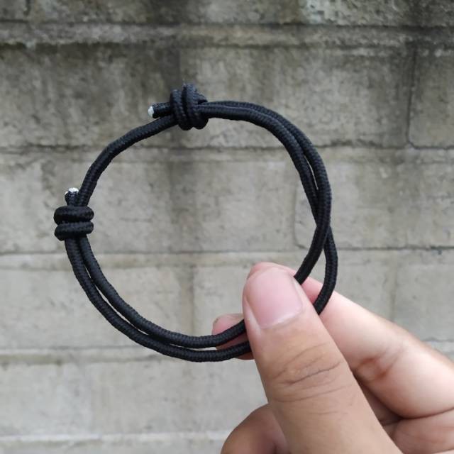 GELANG TALI HITAM POLOS / Gelang Prusik Simple Minimalis Knot Polos Motif